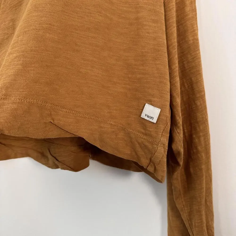 Vuori Womens S Sundown Long Sleeve Relaxed Cropped Golden Rust Athleisure Top - Picture 4 of 7